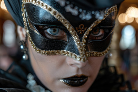 Mysterious masked figure in ornate costumeの素材