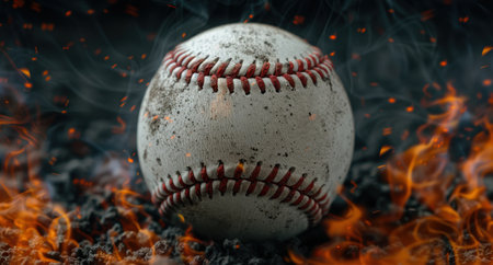 Burning baseball in dark environmentの素材