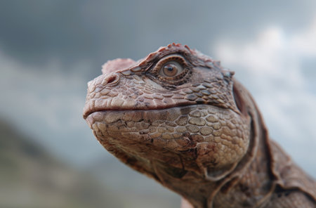 close-up of a reptile's headの素材