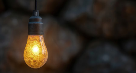 glowing light bulb in the darkの素材