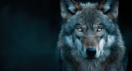 Intense gaze of a majestic wolfの素材