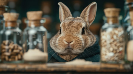 close-up portrait of a cute rabbitの素材
