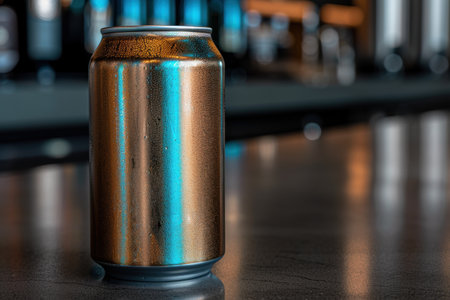 Metallic beer can with condensationの素材