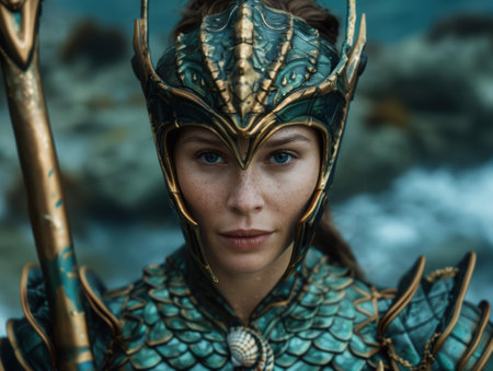 fantasy warrior woman in armorの素材