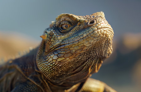 Close-up of a colorful iguanaの素材