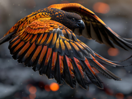 Colorful parrot with wings spreadの素材