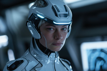 Futuristic astronaut in space suitの素材