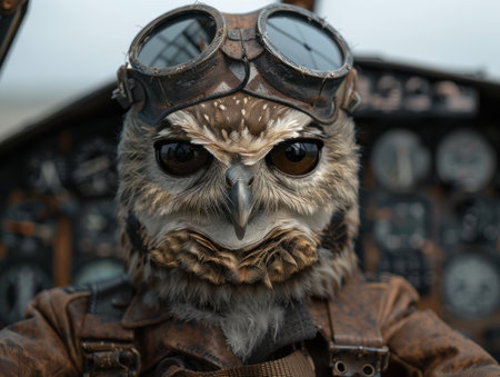Steampunk owl wearing gogglesの素材