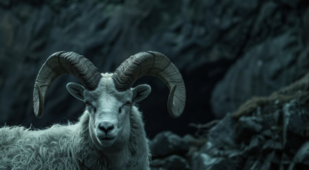 Mysterious Horned Creature in Dark Forestの素材