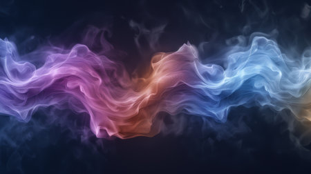 Colorful smoke swirls in the darkの素材