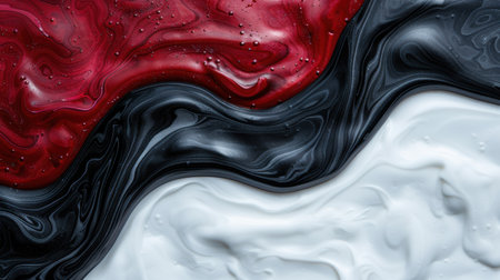 abstract fluid art background with red and black swirlsの素材