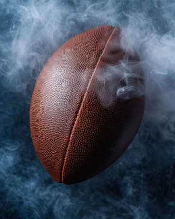 Close-up of a football in smokeの素材