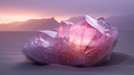 Stunning crystal formation in a serene landscapeの素材