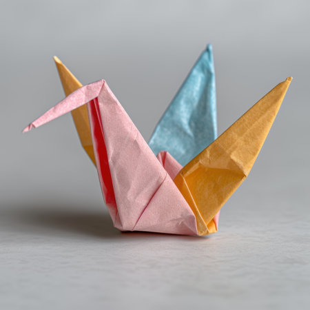 Colorful origami paper cranesの素材