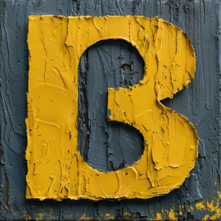 Weathered wooden letter s in yellow paintの素材