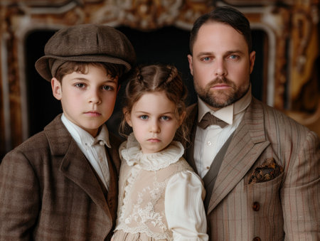 family portrait in vintage styleの素材