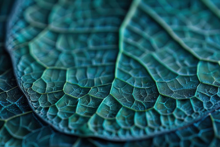Intricate Leaf Texture in Shades of Tealの素材