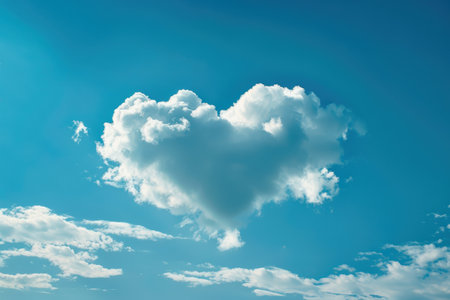 heart-shaped cloud in blue skyの素材