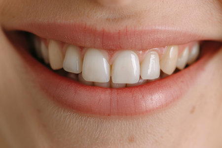 close-up of a person's teeth and lipsの素材