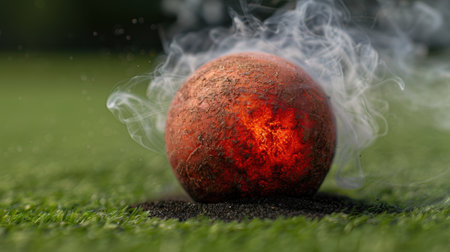 Smoldering peach on grassの素材