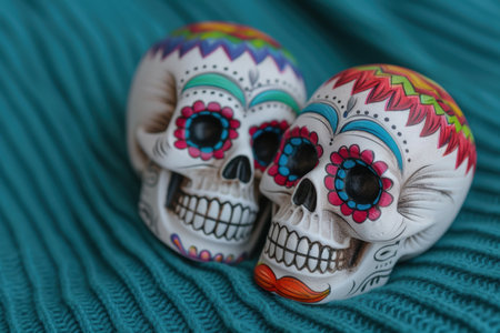 Colorful Mexican sugar skull decorationsの素材