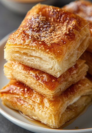 Delicious flaky pastry with sweet fillingの素材