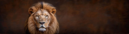 powerful lion with intense gazeの素材