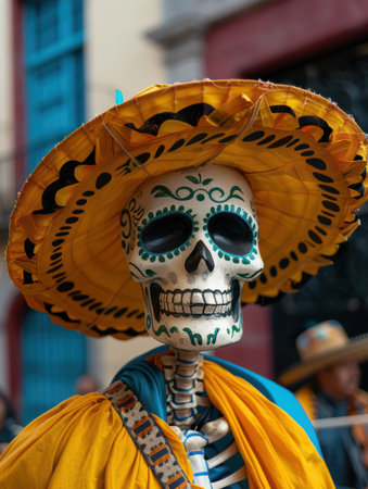 colorful day of the dead skeleton figureの素材