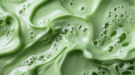 Vibrant green liquid with bubblesの素材