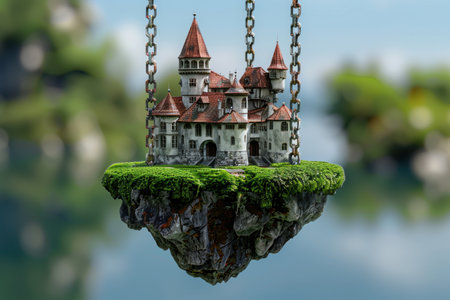 Enchanting castle floating in the skyの素材