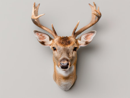 close-up of a deer head with antlersの素材