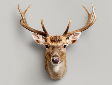 close-up of a majestic deer head with antlersの素材