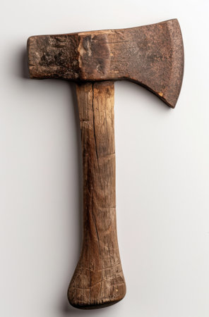 Vintage wooden axe on white backgroundの素材
