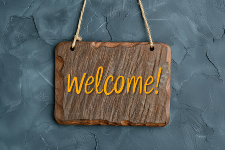 Welcoming wooden signの素材