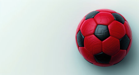 red and black soccer ball on white backgroundの素材