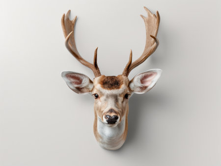 Majestic deer head mounted on wallの素材
