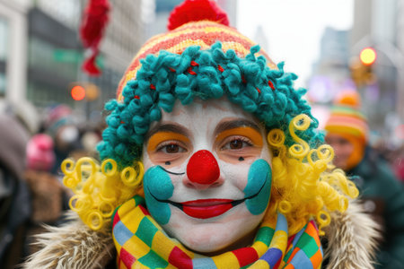 Colorful clown with a big smileの素材