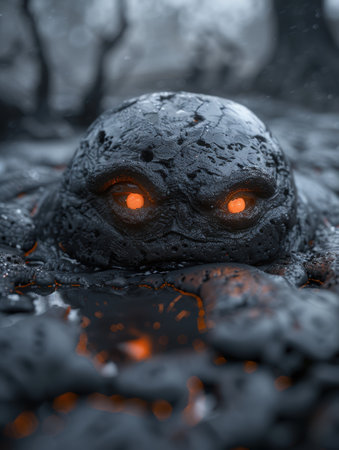 Creepy glowing eyes in the darkの素材