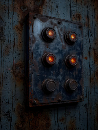Vintage industrial electrical control panelの素材