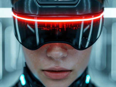 futuristic virtual reality headset close-upの素材