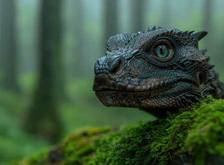 Close-up of a Mysterious Reptile in the Lush Greeneryの素材