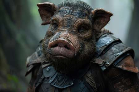 Rugged wild boar in tactical gearの素材