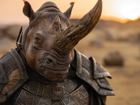 Armored rhinoceros in the wildの素材