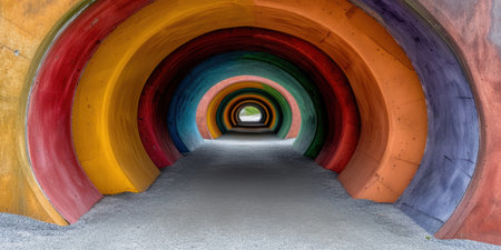 Colorful tunnel with arched passagewaysの素材
