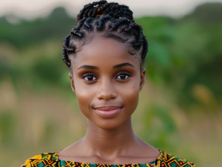 beautiful african woman with braided hairstyleの素材