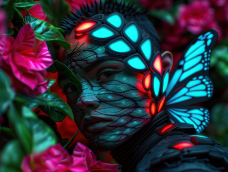 Vibrant butterfly and flower abstractの素材