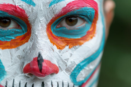 Colorful face paint and feathersの素材