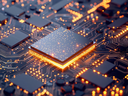 Glowing circuit board with electronic componentsの素材