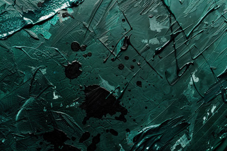 Abstract textured green background with black splattersの素材