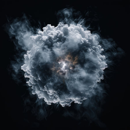 Dramatic explosion of smoke and lightの素材
